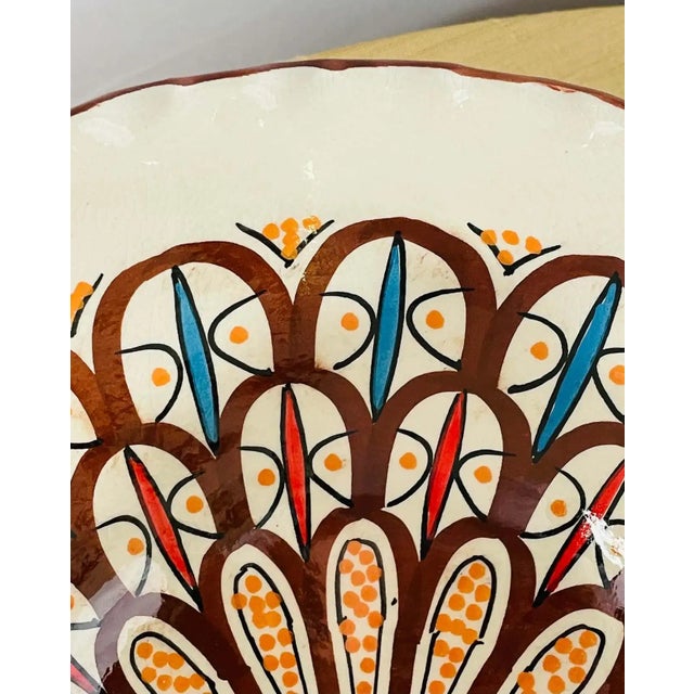 Vintage Handmade Moroccan Ceramic Large Bowl in White and Brown, a Pair For Sale - Image 4 of 6