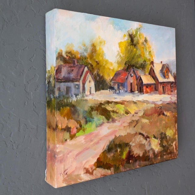 Traditional Original Impressionist Landscape Farm House Oil Painting Signed Rodden For Sale - Image 3 of 8
