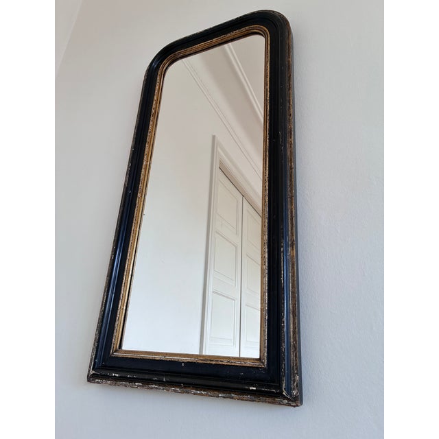 Antique French Louis Philippe Full Length Mirror – Black and Gold, Late 19th Century For Sale - Image 6 of 10