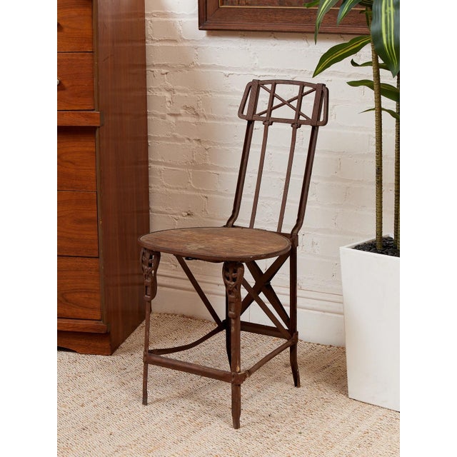 1920s Art Deco Cast Metal Folding Chair For Sale - Image 9 of 9
