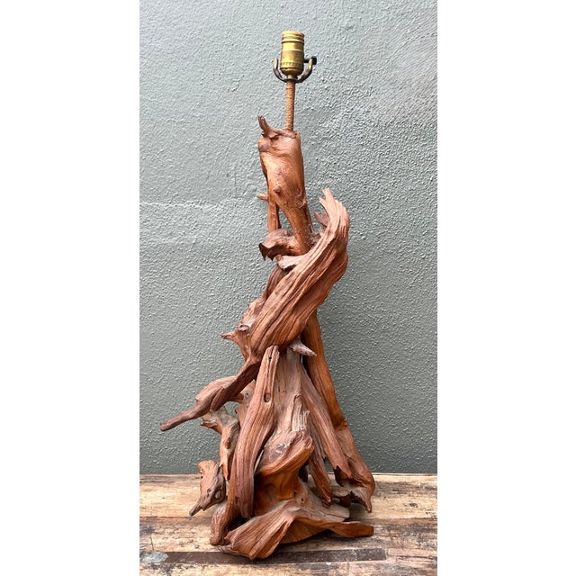 This stunning vintage Mid-Century Modern driftwood lamp is a testament to the beauty of organic design. Crafted from a...