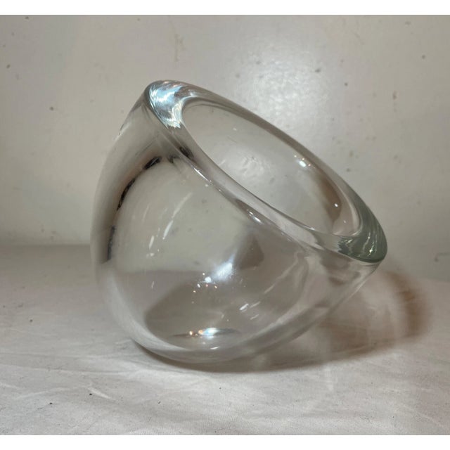Glass Vintage Alfredo Barbini Murano Hand Blown Colorless Glass Sphere Vase Sculpture For Sale - Image 7 of 12