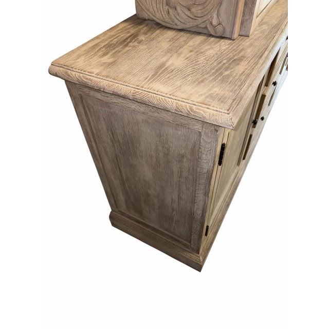Sarreid Ltd. Vissy Cabinet & Bookshelf – Distressed Oak Designer Display Hutch For Sale - Image 9 of 12