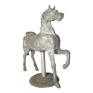 Vintage Cast Metal Coca-Cola Carousel Horse on Embossed Base For Sale