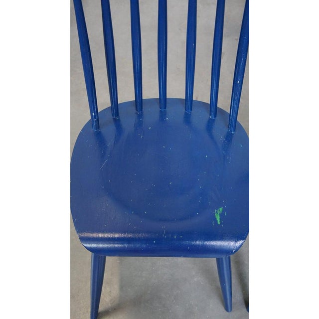 Blue Wooden Dining Chairs, 1960s, Set of 3 For Sale - Image 6 of 13