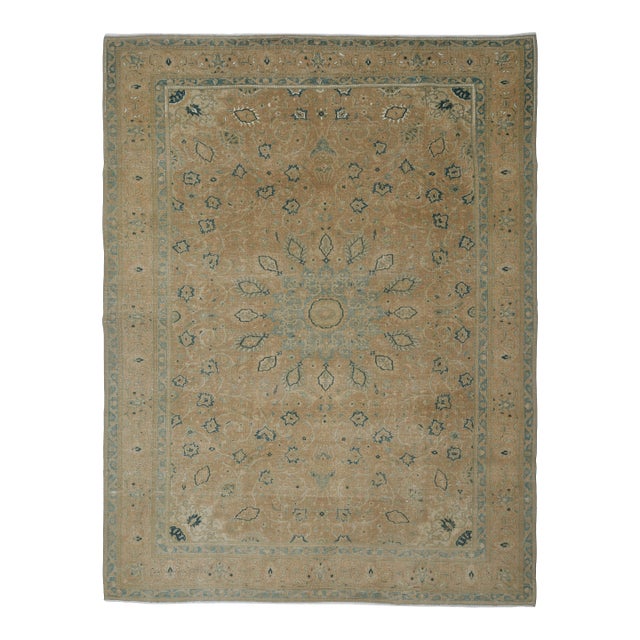 1970s Vintage Persian Handknotted Wool Orange Oversize Area Rug For Sale