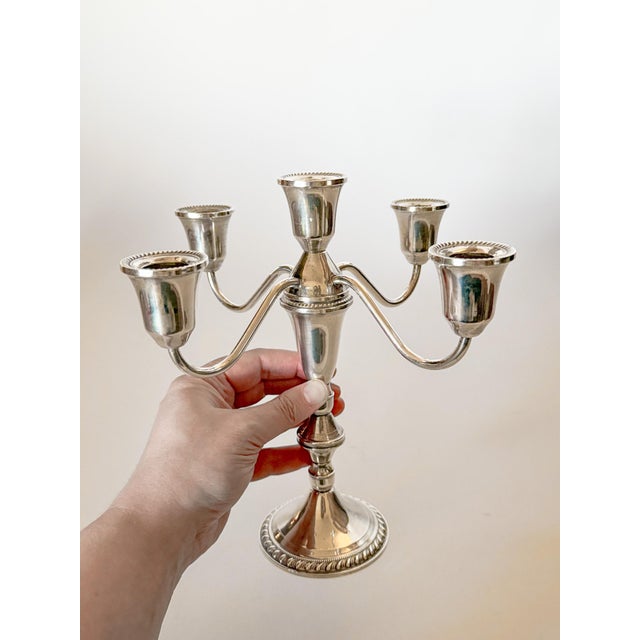 1950s Duchin Creations Sterling Silver Candelabra, Five Arm Convertible and Weighted For Sale - Image 9 of 9