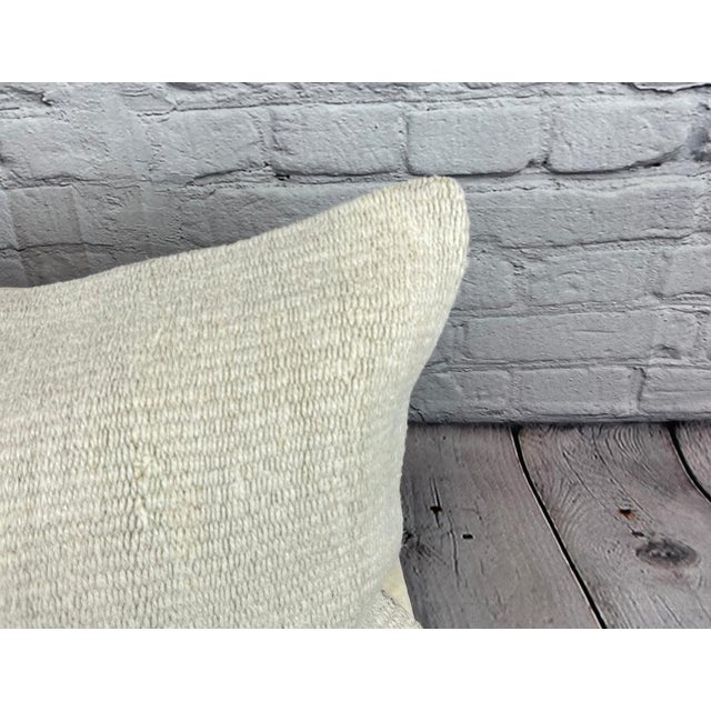 Turkish 16 x 24 Hemp Pillow Turkish Cushion Natural White Pillow Cushion Cover For Sale - Image 3 of 4