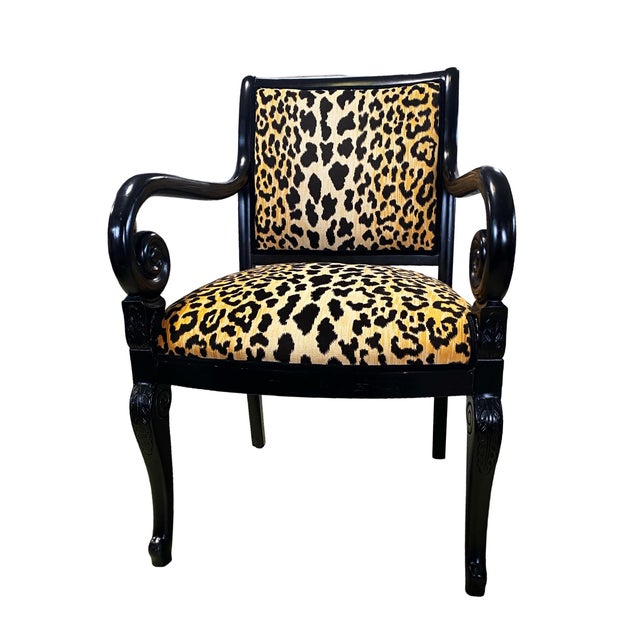 Vintage French Style Lacquer Wood Chair W/ Animal Print Fabric For Sale - Image 9 of 10