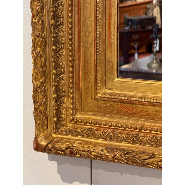 Wood 19th Century Carved and Gilt Wood Wall Mirror For Sale - Image 7 of 8