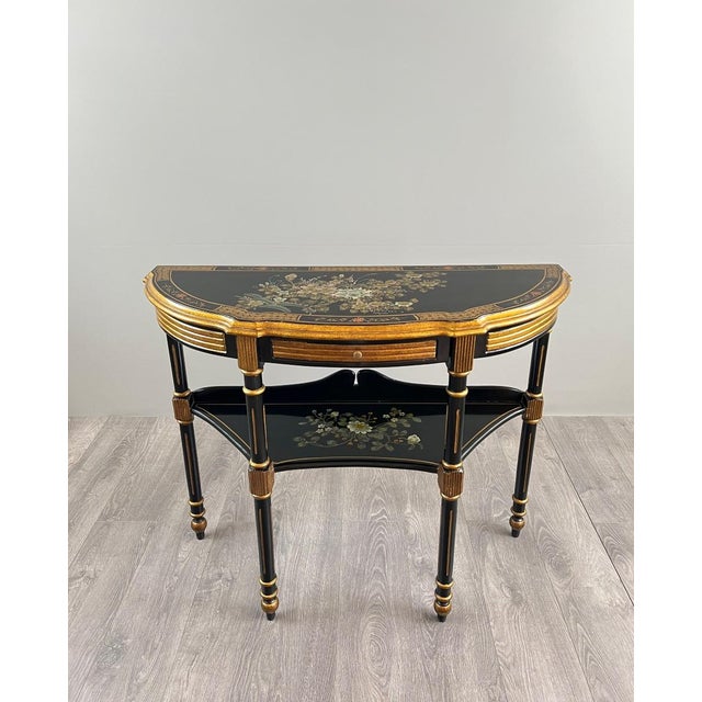 20th Century Louis XVI Style Painted Half-Moon Console For Sale - Image 12 of 12