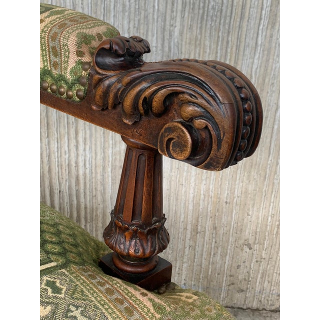 Louis XVI Style Spanish Pair of Carved Walnut Armchairs, 1900s For Sale - Image 10 of 18