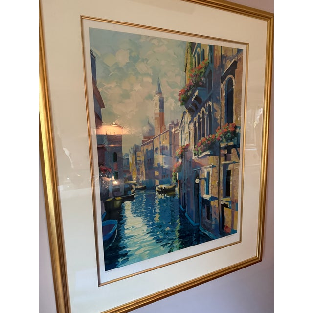 1992 Howard Behrens "Morning in Venice" Framed Signed Serigraph on Paper For Sale - Image 4 of 11