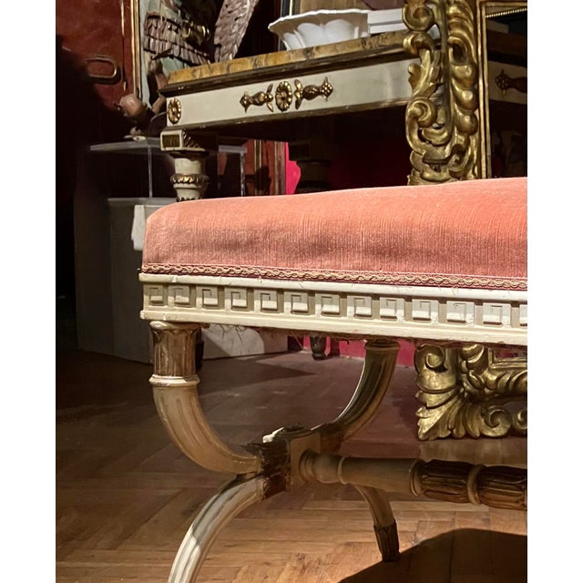 Antique Italian Louis XVI Style Lacquered and Parcel Gilt Stools, 1890s, Set of 2 For Sale - Image 4 of 18