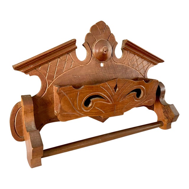 Antique Late 19th Century Eastlake Wall Pocket / Towel Holder For Sale