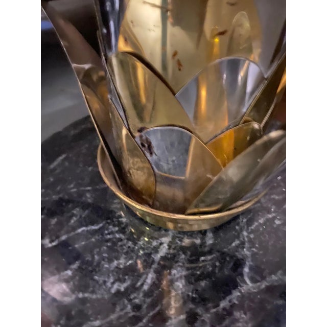 Metal Vintage Italian Chrome & Brass Glass Top Accent Table Set of 2 For Sale - Image 7 of 7