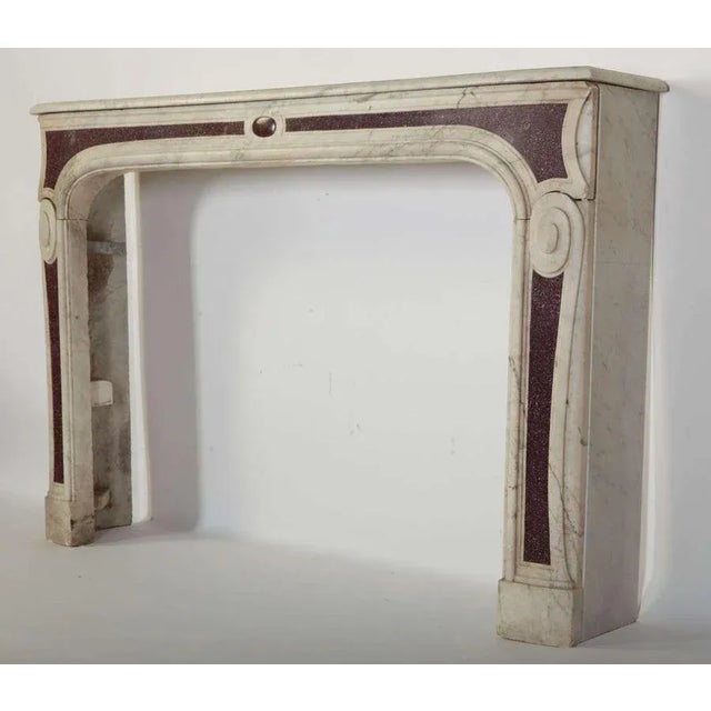 18th-Century Louis XVI French White Marble Fireplace with Porphyry Insert For Sale - Image 6 of 8