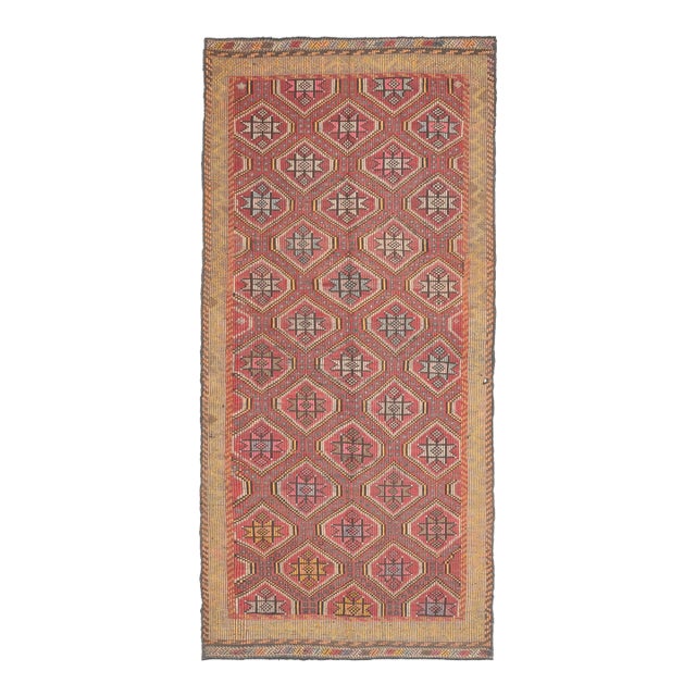 Vintage Turkish Oushak Handmade Wool Cotton Red Area Rug For Sale