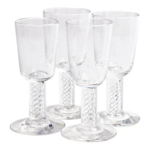Set of 4 Steuben Frederick Carder Crystal Air Twist Stem Cordials