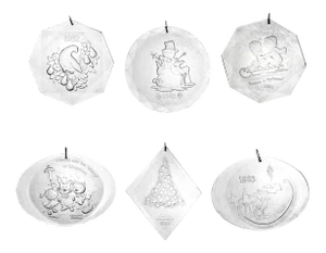 1980's Engraved Acrylic Christmas Treasures Ornaments by Lincoln House - 6 Pieces