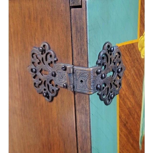 Antique American Adams Painted Berkey & Gay Silver Chest Cabinet on Stand For Sale - Image 12 of 18