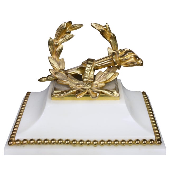 French Louis XVI Style Marble and Bronze Clock Garniture - 3 Piece Set For Sale - Image 3 of 12