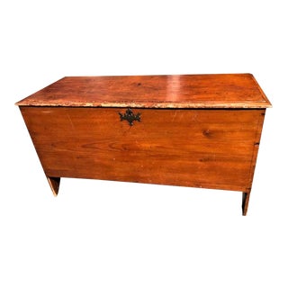 Antique Late 18th Century 6 Board Pine Blanket Chest For Sale