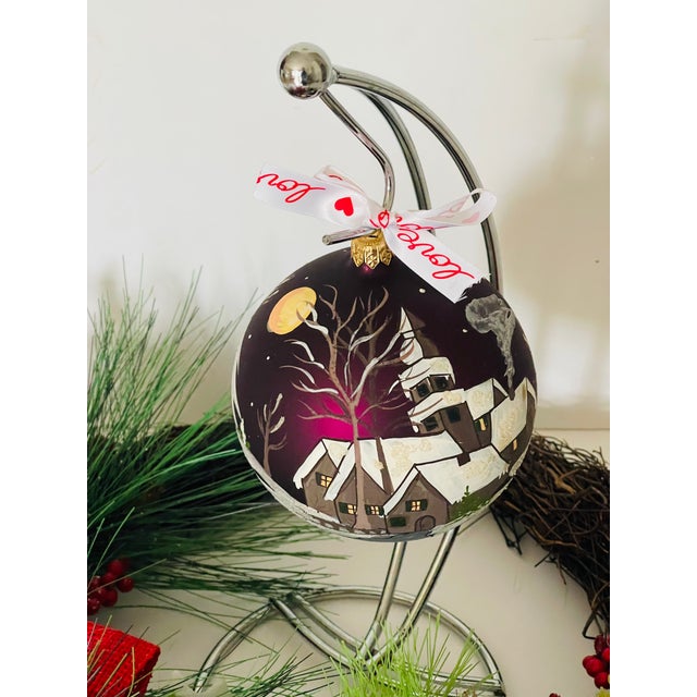 Vintage Jumbo 5 “ European Handpainted Christmas Ball For Sale - Image 4 of 4