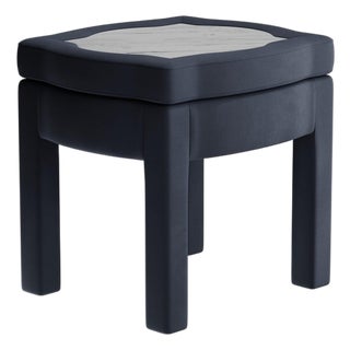 Prussian Linen Piero Ottoman by Ceraudo For Sale