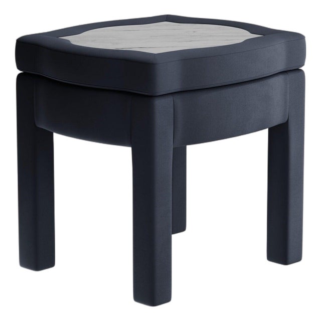 Prussian Linen Piero Ottoman by Ceraudo For Sale