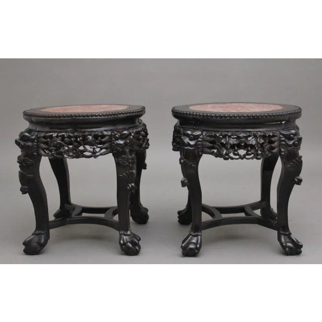 19th Century Chinese Carved Hardwood Occasional Table, 1880s, Set of 2 For Sale - Image 12 of 12