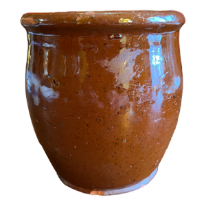 A Fine Antique Pennsylvania Folk Art Redware Storage Crock, 1850's