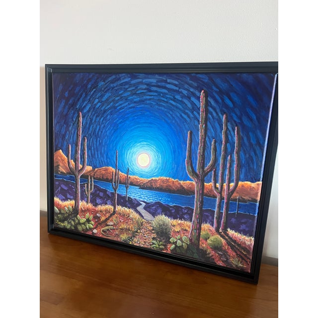 Expressionism Desert Moonlight – Original Oil Painting by Steve Schaaf For Sale - Image 3 of 9