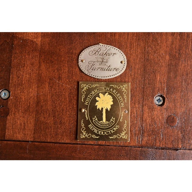 Baker Furniture Historic Charleston Georgian Banded Mahogany Double Pedestal Extension Dining Table, Newly Refinished For Sale - Image 11 of 12