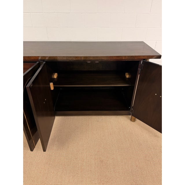 Brown Floating Console Cabinet From Mastercraft, Cir 1970's For Sale - Image 8 of 11