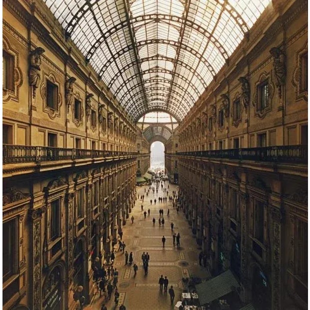 Galleria Vittorio Emanuele II 1960 View looking down the Galleria Vittorio Emanuele II in Milan, Italy, 1960. Slim Aarons...