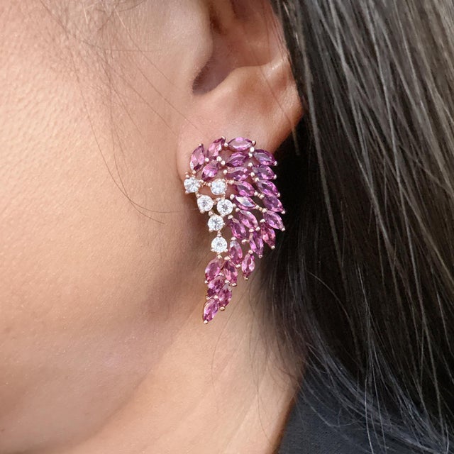 Metal Bochic “Orient” Green Peridot and Blue Topaz Set 18K In Gold and Silver Earrings For Sale - Image 7 of 7