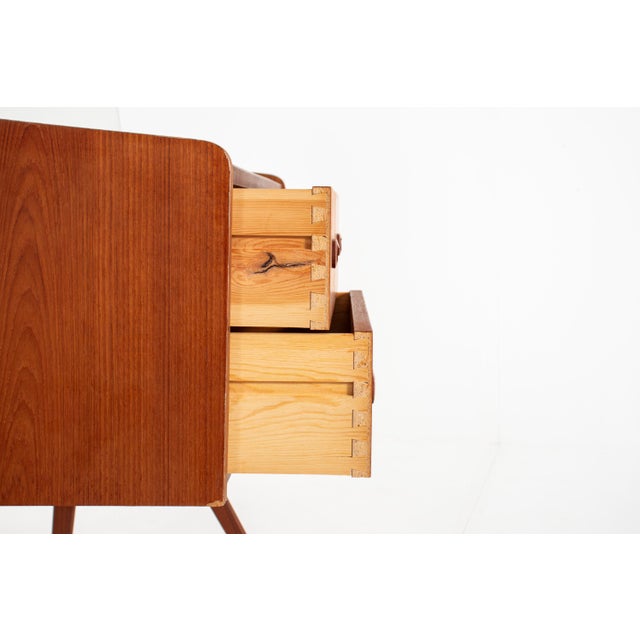 Wood Mid-Century Modern Danish Teak Vanity Table with Black Glass Top, 1960s For Sale - Image 7 of 10