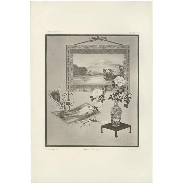 Still Life with Mount Fuji and Floral Vase, 1800s, Paper For Sale