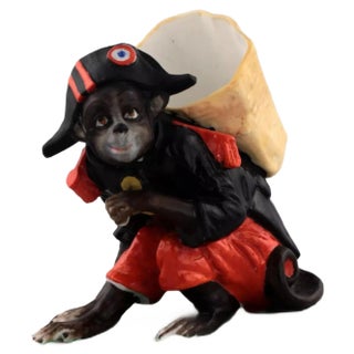 Porcelain Pencil Holder Monkey in the Shape of Napoleon For Sale