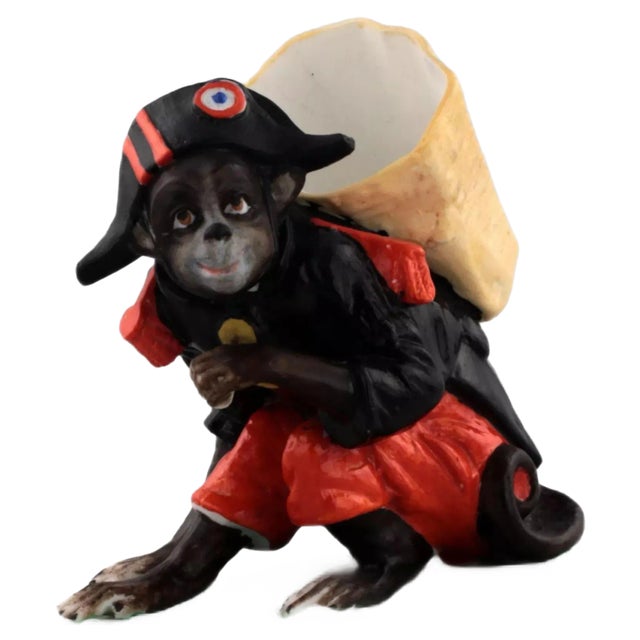 Porcelain Pencil Holder Monkey in the Shape of Napoleon For Sale