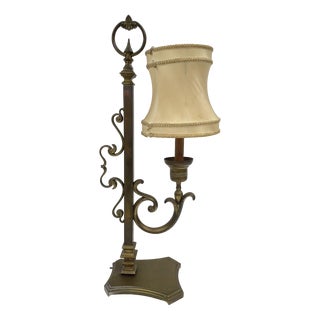 Bronze & Fabric Lamp, 1940s For Sale