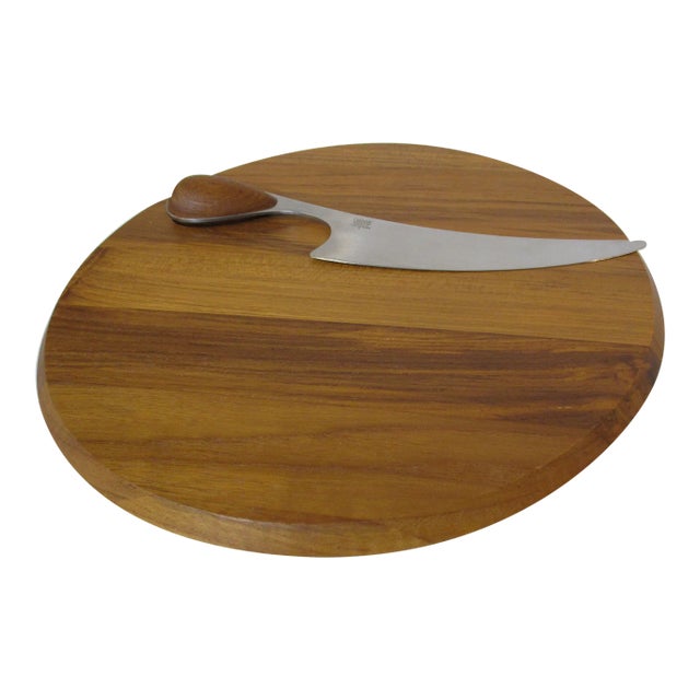 Mid 20th Century Dansk Charcuterie Board With Knife by Torun Denmark- 2 Pieces For Sale