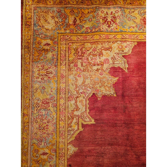 Antique Turkish Oushak Room Size Rug, Handwoven Wool, Red & Yellow, 10' x 12' For Sale - Image 11 of 16