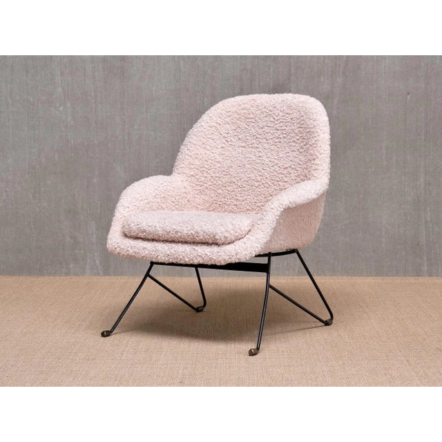 Saporiti Italia Armchair in Nude White Bouclé by Augusto Bozzi for Saporiti Italia, Italy, 1950s For Sale - Image 4 of 17