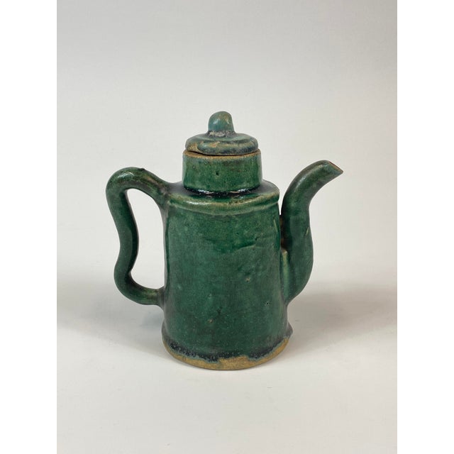 Chinese Mid 19th Century Green Glazed Shiwan Ware Winepot For Sale - Image 3 of 9