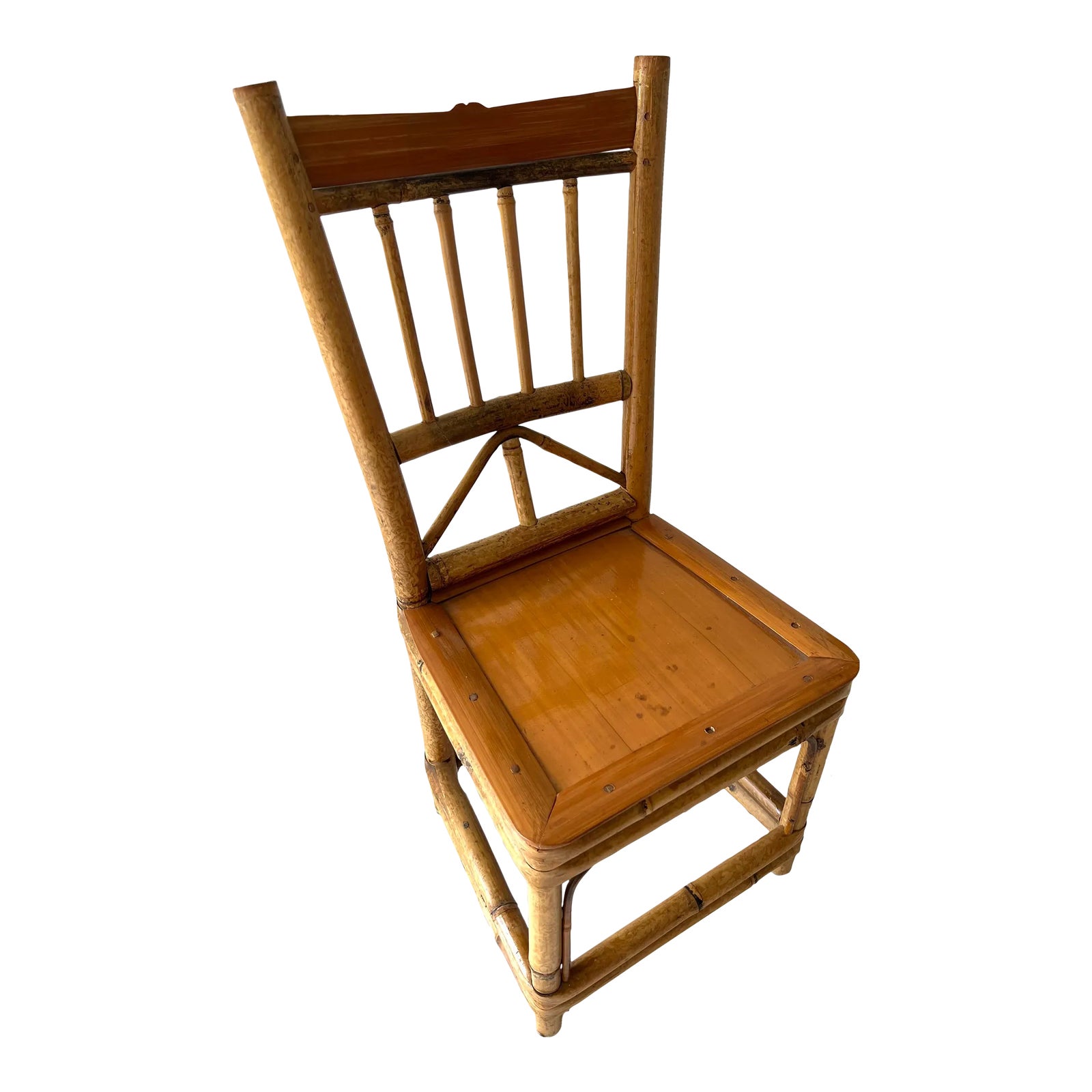 Petite Tortoise Burnt Bamboo Chair | Chairish