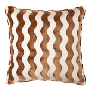 Schumacher X Miles Redd The Wave 22" Pillow in Camel For Sale