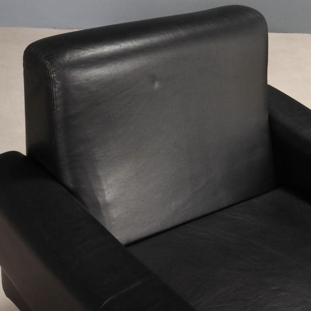 Mid-Century Armchairs in Black Leather, 1970s For Sale - Image 3 of 9