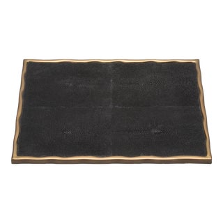 Rectangular Melting Tray in Black Shagreen With Bronze Patina Brass by R&y Augousti For Sale